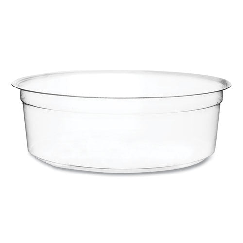 Round Deli Pots, 8 oz, 4.6" Diameter x 1.5"h, Clear, Plastic, 500/Carton