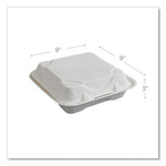 Vanguard Renewable and Compostable Sugarcane Clamshells, 1-Compartment, 9 x 9 x 3, White, 200/Carton