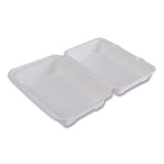 Vanguard Renewable and Compostable Sugarcane Clamshells, 1-Compartment, 9 x 6 x 3, White, 250/Carton