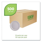Vanguard Renewable and Compostable Sugarcane Plates, 10" dia, White, 500/Carton
