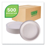 Vanguard Renewable and Compostable Sugarcane Plates, 9" dia, White, 500/Carton