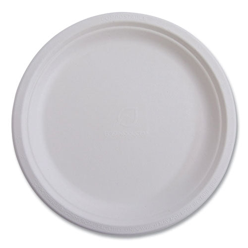 Renewable Sugarcane Plates Convenience Pack, 6" dia, Natural White, 50/Pack