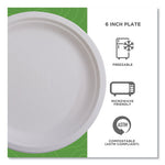 Renewable Sugarcane Plates Convenience Pack, 6" dia, Natural White, 50/Pack