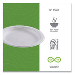 Renewable Sugarcane Plates Convenience Pack, 6" dia, Natural White, 50/Pack