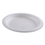 Renewable Sugarcane Plates Convenience Pack, 6" dia, Natural White, 50/Pack