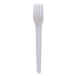 Plantware Compostable Cutlery, Fork, 6", Pearl White, 50/Pack, 20 Pack/Carton