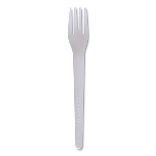 Plantware Compostable Cutlery, Fork, 6", Pearl White, 50/Pack, 20 Pack/Carton