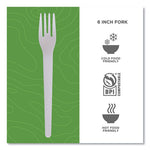 Plantware Compostable Cutlery, Fork, 6", Pearl White, 50/Pack, 20 Pack/Carton