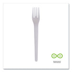 Plantware Compostable Cutlery, Fork, 6", Pearl White, 50/Pack, 20 Pack/Carton