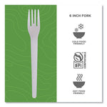 Plantware Compostable Cutlery, Fork, 6", White, 1,000/Carton