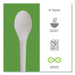 Plantware Compostable Cutlery, Spoon, 6", White, 1,000/Carton