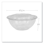 Renewable and Compostable Salad Bowls with Lids, 24 oz, Clear, Plastic, 50/Pack, 3 Packs/Carton