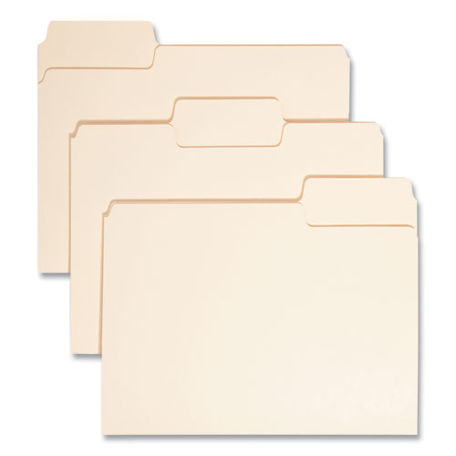 SuperTab Top Tab File Folders, 1/3-Cut Tabs: Assorted, Letter Size, 0.75" Expansion, 14-pt Manila, 50/Box