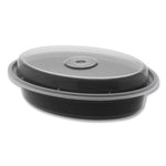 Newspring VERSAtainer Microwavable Containers, Oval, 12 oz, 6.8 x 4.8 x 1.45, Black/Clear, Plastic, 150/Carton