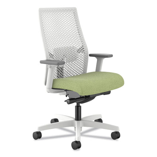 Ignition 2.0 Reactiv Mid-Back Task Chair, Fern Fabric Seat, Designer White Back, White Base