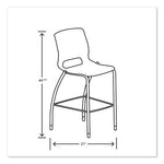 Motivate Four-Leg Cafe Height Stool, Supports Up to 300 lb, 30" Seat Height, Onyx Seat, Onyx Back, Platinum Base