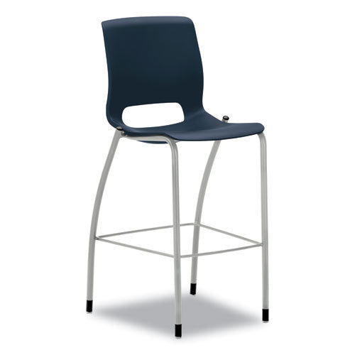 Motivate Four-Leg Cafe Height Stool, Supports Up to 300 lb, 30" Seat Height, Regatta Seat, Regatta Back, Platinum Base