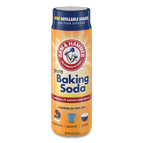 Baking Soda, 12 oz Refillable Shaker Canister, 6/Carton