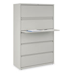 Lateral File, 5 Legal/Letter/A4/A5-Size File Drawers, 1 Roll-Out Posting Shelf, Light Gray, 42" x 18.63" x 67.63"