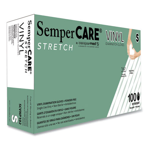 Stretch Vinyl Examination Gloves, 100/Box, 10 Boxes/Carton