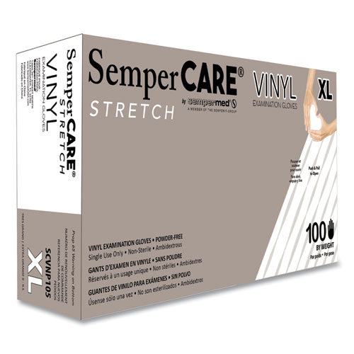 Stretch Vinyl Examination Gloves, Cream, X-Large, 100/Box, 10 Boxes/Carton