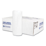 High-Density Commercial Can Liners, 60 gal, 17 mic, 38" x 60", Clear, 25 Bags/Roll, 8 Interleaved Rolls/Carton