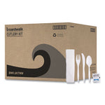 Cutlery Kit, Plastic Fork/Spoon/Knife/Salt/Polypropylene/Napkin, White, 250/Carton