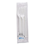 Six-Piece Cutlery Kit, Condiment/Fork/Knife/Napkin/Teaspoon, White, 250/Carton