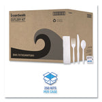 Six-Piece Cutlery Kit, Condiment/Fork/Knife/Napkin/Teaspoon, White, 250/Carton