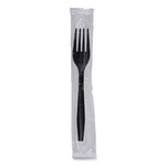 Heavyweight Wrapped Polypropylene Cutlery, Fork, Black, 1,000/Carton