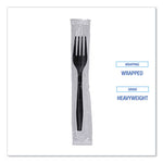 Heavyweight Wrapped Polypropylene Cutlery, Fork, Black, 1,000/Carton