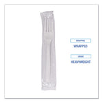 Heavyweight Wrapped Polypropylene Cutlery, Fork, White, 1,000/Carton