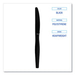 Heavyweight Polystyrene Cutlery, Knife, Black, 1000/Carton