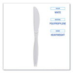 Heavyweight Polypropylene Cutlery, Knife, White, 1000/Carton