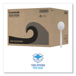 Mediumweight Polystyrene Cutlery, Soup Spoon, White, 1,000/Carton