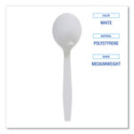 Mediumweight Polystyrene Cutlery, Soup Spoon, White, 1,000/Carton