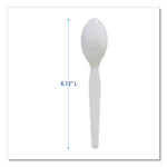 Heavyweight Polystyrene Cutlery, Teaspoon, White, 1000/Carton