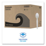 Heavyweight Polystyrene Cutlery, Teaspoon, White, 1000/Carton