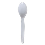 Mediumweight Polystyrene Cutlery, Teaspoon, White, 100/Box