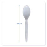 Mediumweight Polystyrene Cutlery, Teaspoon, White, 100/Box