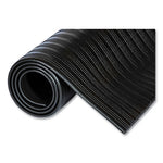 Ribbed Vinyl Anti-Fatigue Mat, Rib Embossed Surface, 36 x 144, Black