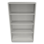 Metal Bookcase, Four-Shelf, 34.5w x 12.63d x 59h, Light Gray