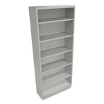 Metal Bookcase, Six-Shelf, 34.5w x 12.63d x 81.13h, Light Gray