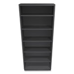 Metal Bookcase, Six-Shelf, 34.5w x 12.63d x 81.13h, Charcoal