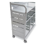 Callero MakerSpace Trolley Set 1, Metal, 1 Shelf, 12 F1 Shallow Bins, 3 F2 Deep Bins, 42.9" x 17.3" x 61.8", Silver/Flame Red