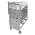 Callero MakerSpace Trolley Set 01, Metal, 1 Shelf, 12 F1 Bins, 3 F2 Bins, 42.9" x 17.3" x 61.8", Silver/Light Gray