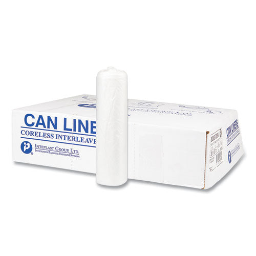 High-Density Commercial Can Liners, 10 gal, 8 mic, 24" x 24", Natural, 50 Bags/Roll, 20 Interleaved Rolls/Carton