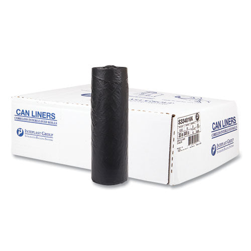 High-Density Commercial Can Liners, 33 gal, 16 mic, 33" x 40", Black, 25 Bags/Roll, 10 Interleaved Rolls/Carton