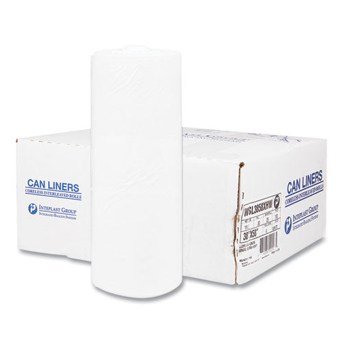 High-Density Commercial Can Liners, 55 gal, 17 mic, 36" x 60", Clear, 25 Bags/Roll, 8 Interleaved Rolls/Carton