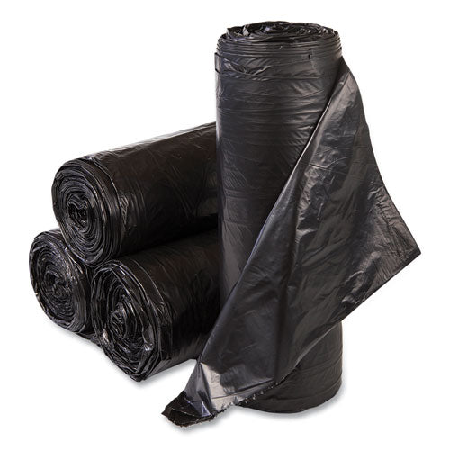 High-Density Commercial Can Liners, 55 gal, 22.1 mic, 36" x 60", Black, 25 Bags/Roll, 6 Interleaved Rolls/Carton